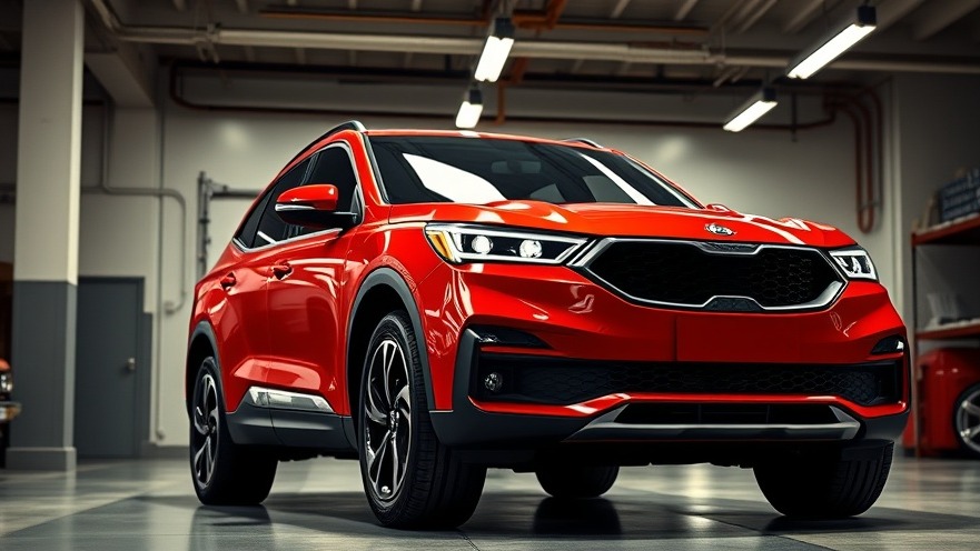 Photorealistic red SUV in a garage, highlighting car reliability and engine trouble.