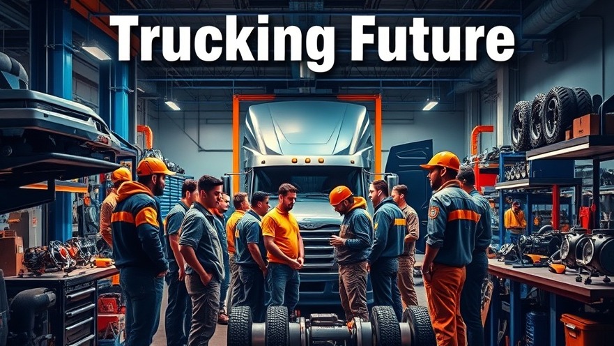 Trucking Future: Auto repair technicians collaborating on innovative solutions in a vibrant workshop.