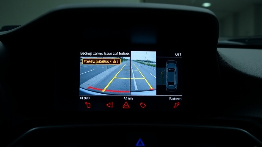 Backup camera repairs: dashboard showing camera issue notification and guidelines.
