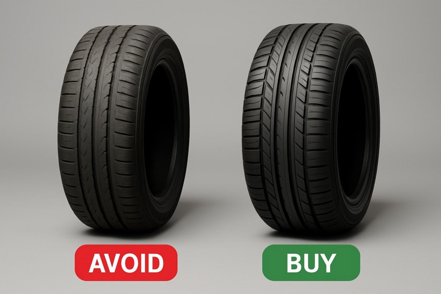 Detailed comparison of car tires: avoid vs buy, highlighting tire safety tips.