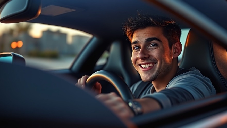 Energetic driver grinning in a sporty car, showcasing MK4 R32 modifications to boost car performance.