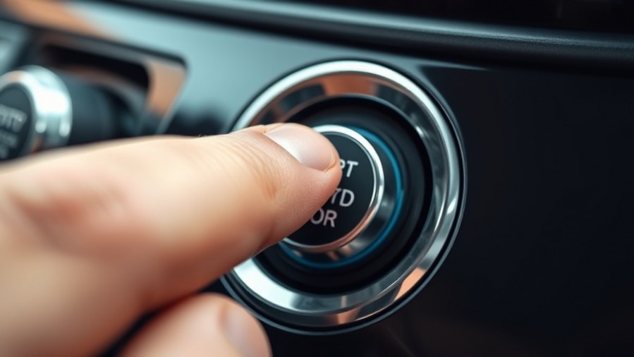 Close-up of a finger pressing a chrome engine start-stop button, showcasing underrated car features.