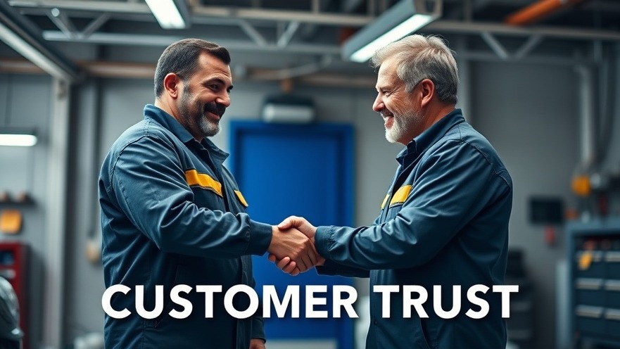 Confident mechanic greeting customer, emphasizing trust in customer service in auto repair.