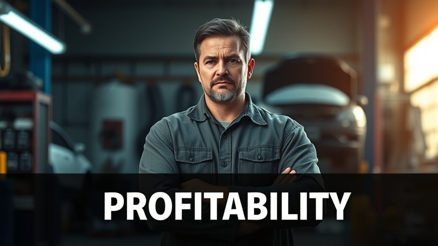 Thoughtful auto repair shop owner in workshop, reflecting on auto repair profitability.