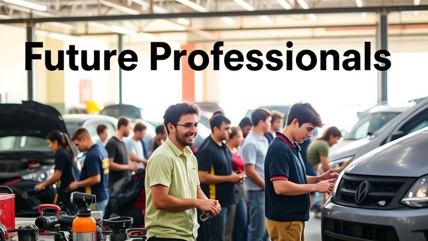Diverse students engaged in hands-on auto repair training, supporting automotive education scholarships.
