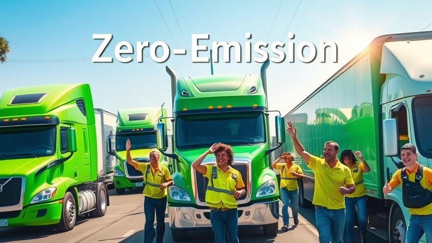 Eco-conscious truck drivers showcasing zero-emission vehicles in California.