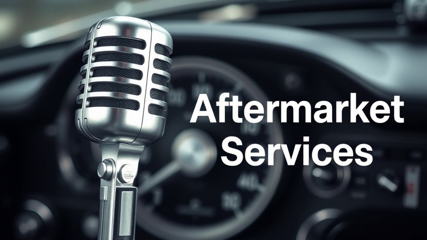 Classic microphone and marketing text for auto repair shops, aftermarket services.