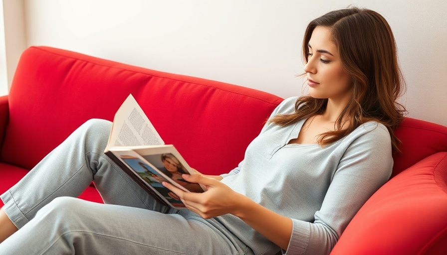 Woman reading magazine to pass the time while waiting for auto repairs.