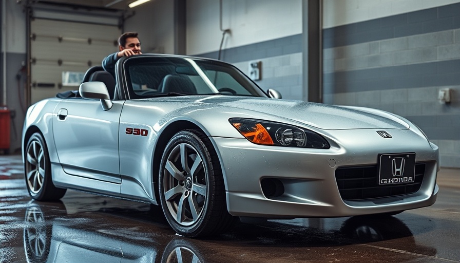 Honda S2000 restoration with half-cleaned surface in garage.