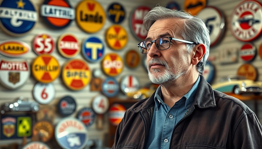 Mature man pondering hidden fees in car buying amidst automotive decor.