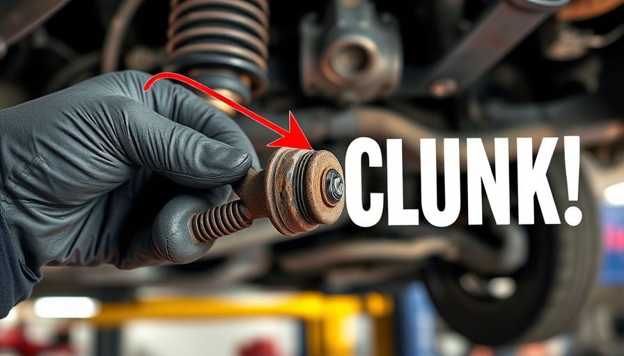 Mechanic handling rusty sway bar link for car repair tutorial.