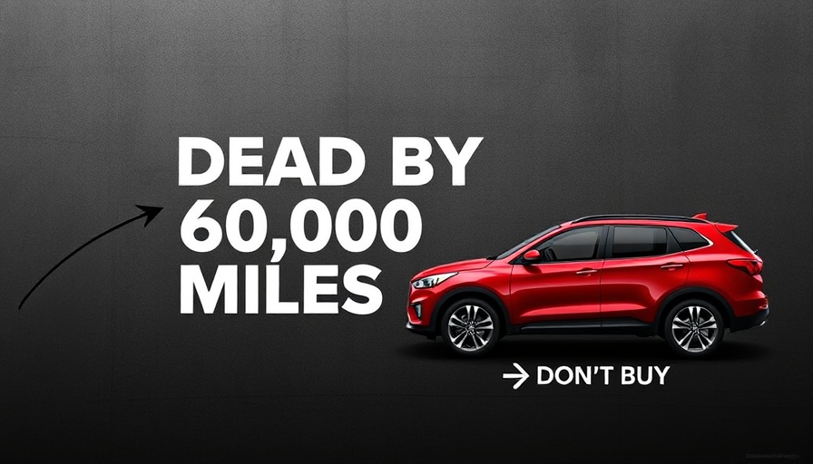 Ad warning about cars dying before 60000 miles, featuring a red SUV.