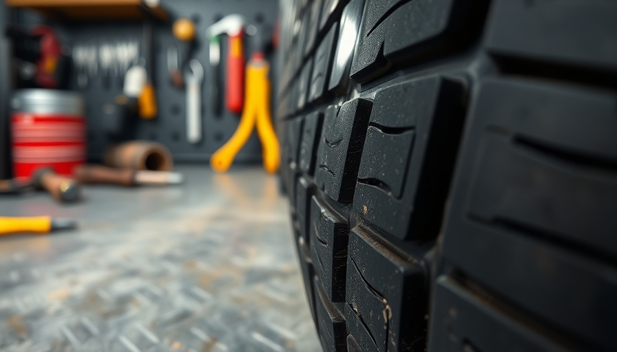Macro close-up of a car tire for tire safety week auto repair.