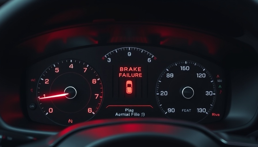 NHTSA Volvo Brake Failure Warning on digital dashboard.