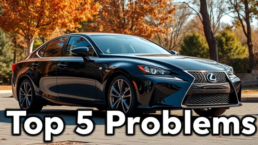 Black Lexus IS 250 sedan highlighting top 5 problems, surrounded by autumn trees.