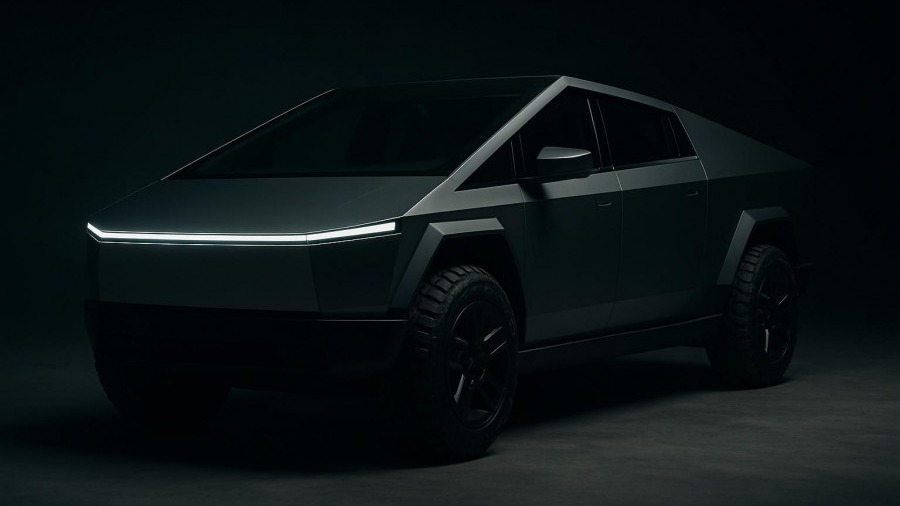 Tesla Cybertruck in dark lighting, representing worst car brands to buy.