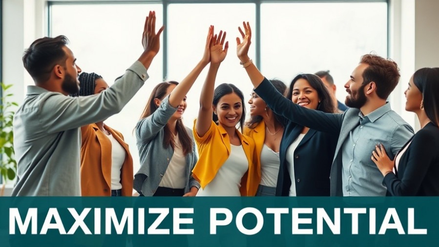 Diverse young professionals celebrating success in a bright setting - MAXIMIZE POTENTIAL.