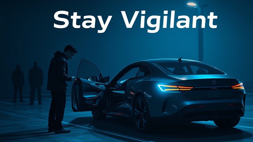 Stay vigilant against car tracking scams in a dimly lit parking lot.