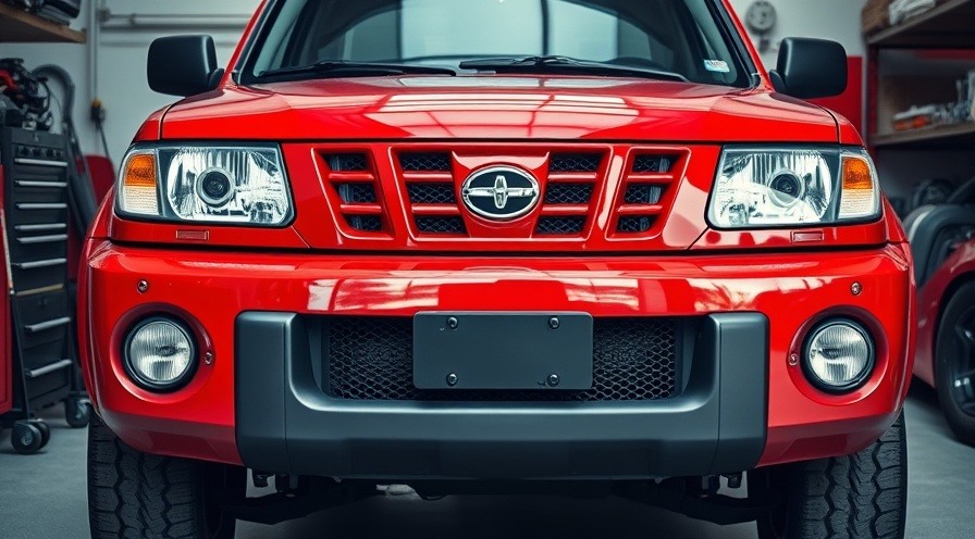 Before and after car lighting upgrades on an older red SUV for DIY vehicle safety improvements.