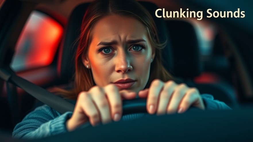 Concerned driver reacting to clunking sounds; essential for suspension maintenance.