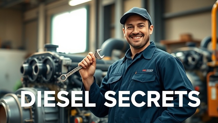 Confident mechanic sharing diesel engine maintenance tips for prolonged engine life.