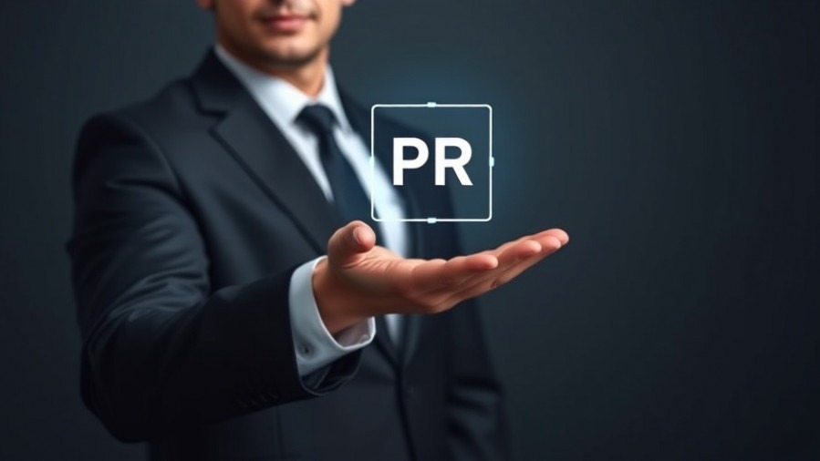 Businessman showcasing digital PR icon, emphasizing effective PR strategies in auto repair.