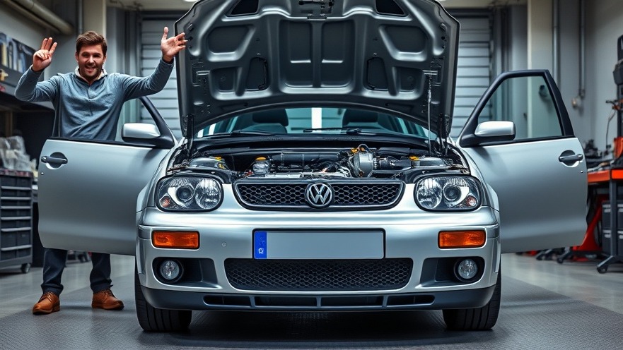 Volkswagen Lupo GTI with hood open, showcasing VR5 engine swap by experts.