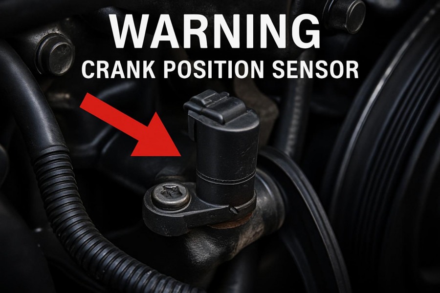 Close-up of crank position sensor for car maintenance tips and easy vehicle fixes.