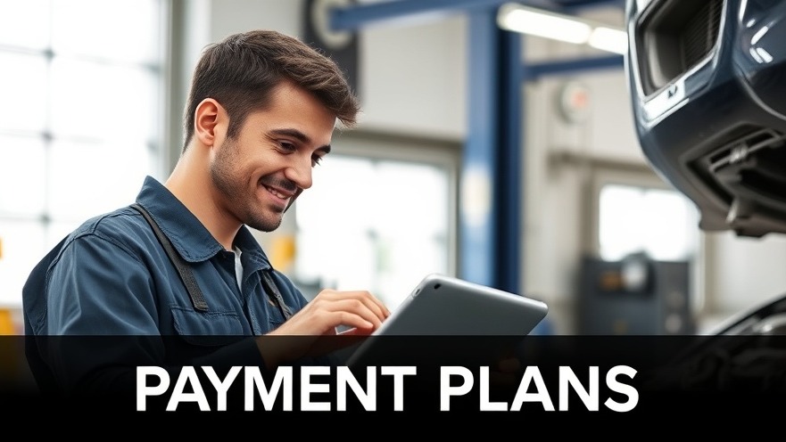 Young mechanic discusses payment options with a smiling customer in a bright repair shop.
