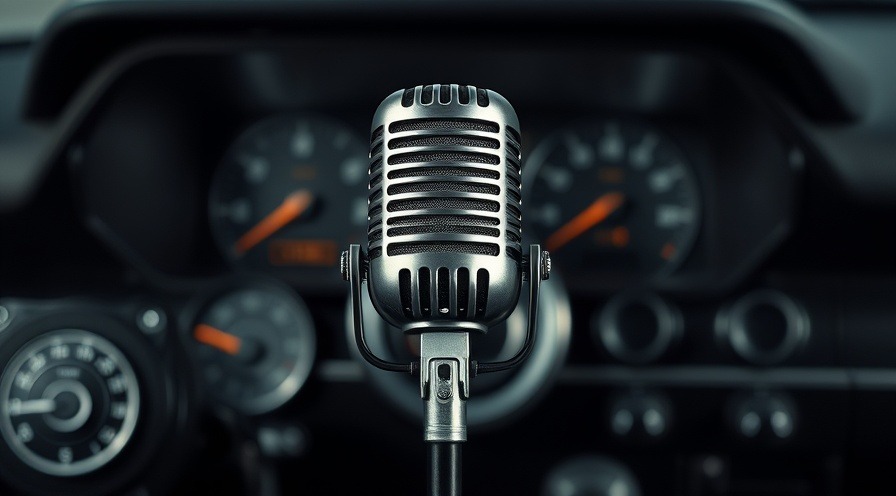 Retro microphone promoting creative marketing strategies for auto repair services