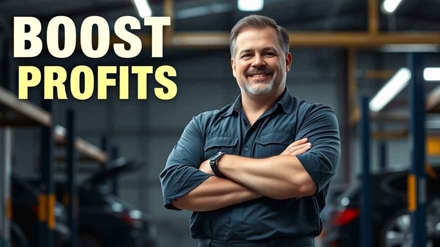 Confident auto shop owner showcasing business growth strategies in a dynamic garage.