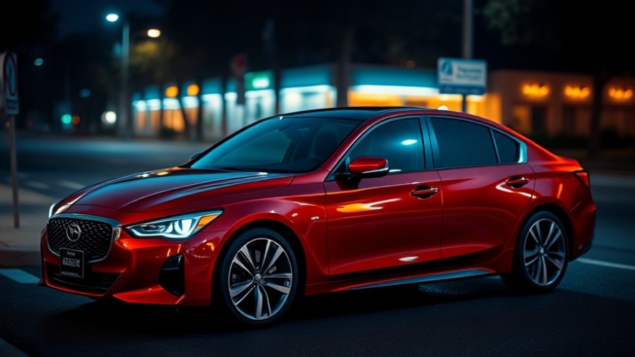 Sleek red sedan on a dark road, reflecting car market crash 2026 trends.