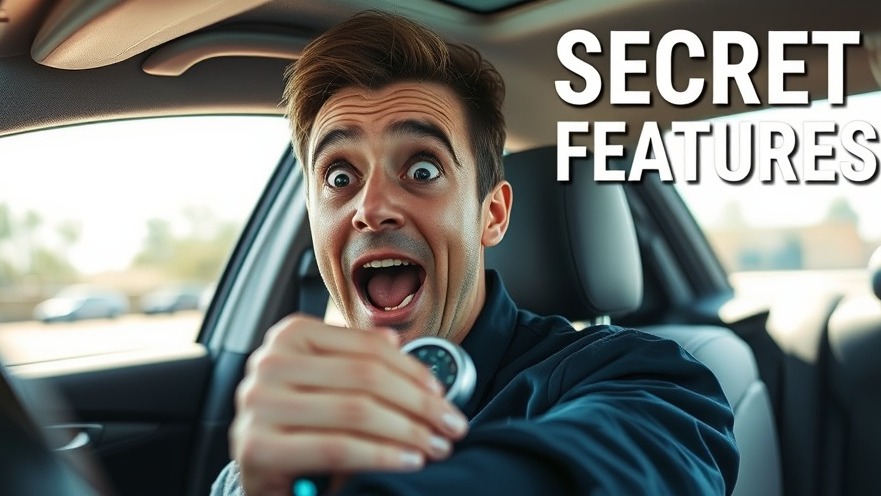 Excited driver reveals hidden car safety features, showcasing vehicle technology.