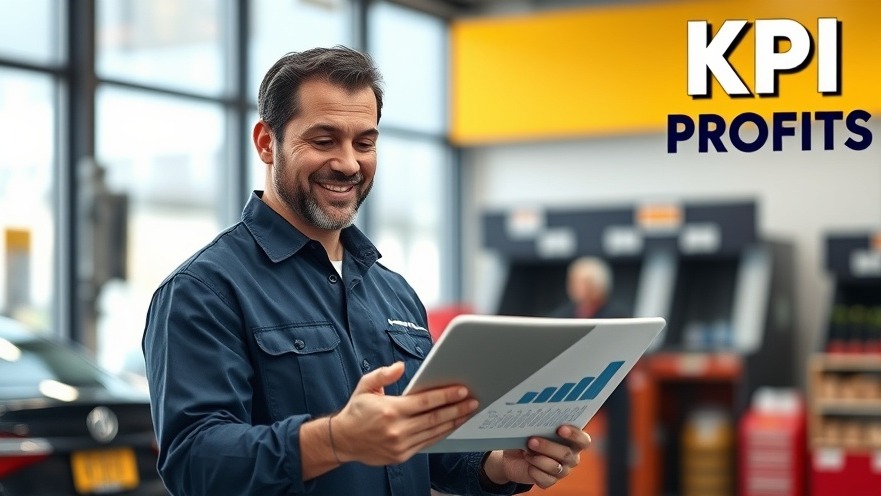 Confident manager optimizes KPIs for profit margins in a vibrant lube shop.
