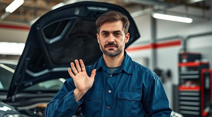 Confident auto repair shop owner exemplifying auto repair efficiency in organized workshop.