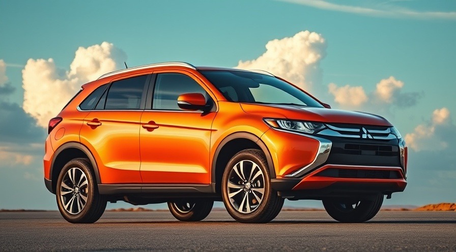 Vibrant orange 2026 Mitsubishi Outlander Sport under a blue sky, showcasing a reliable compact SUV.