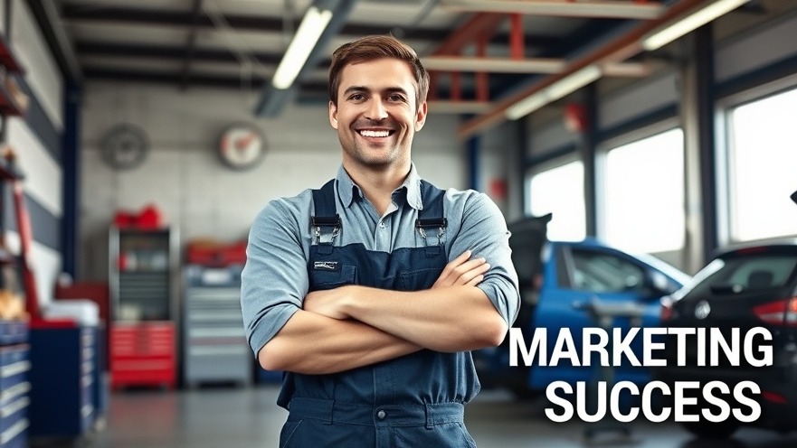 Confident auto repair shop owner symbolizes success in Small Business Marketing.