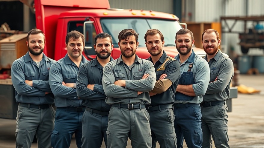 Team of mechanics showcasing professionalism in auto repair technology for customer loyalty.