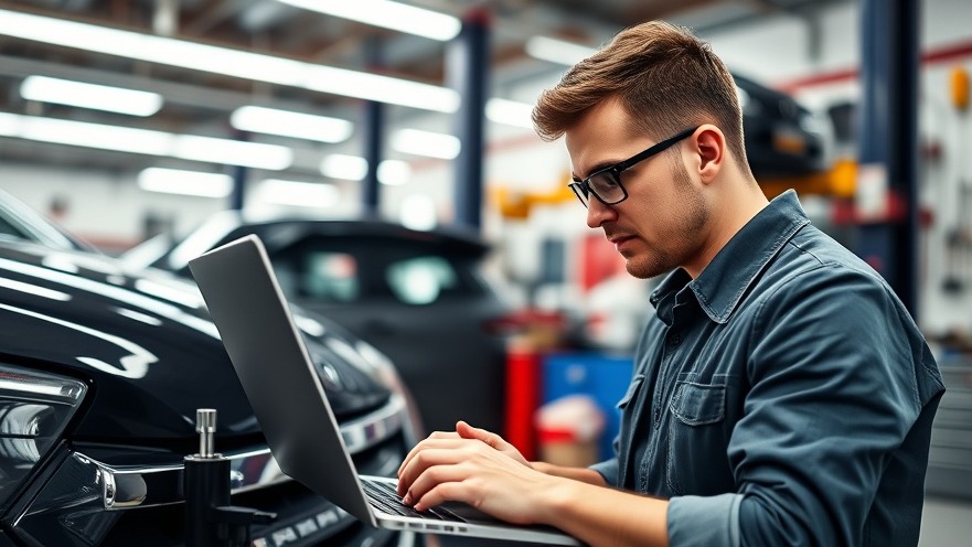 Technician modernizes website for automotive repair shop, showcasing innovation.