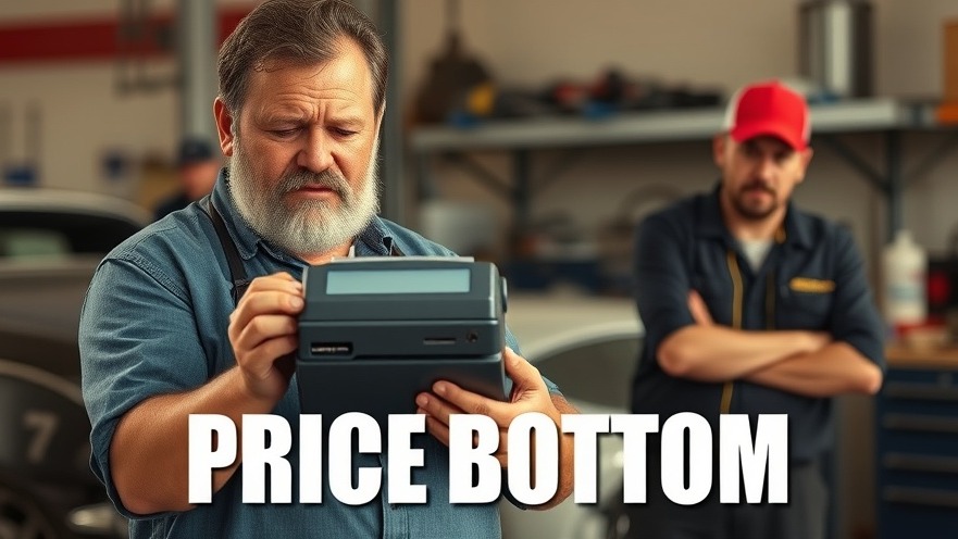 Frustrated auto repair shop owner with cash register; showcasing auto repair shop value.