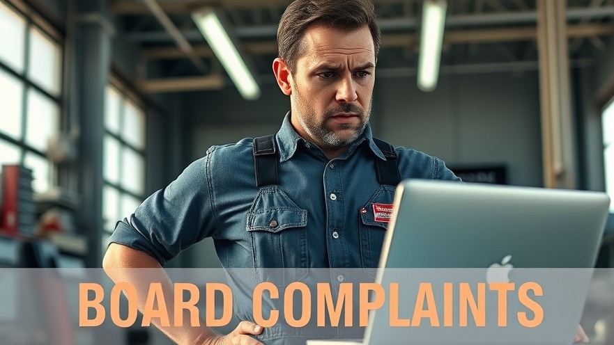 Concerned auto repair shop owner reviews customer feedback on complaints.