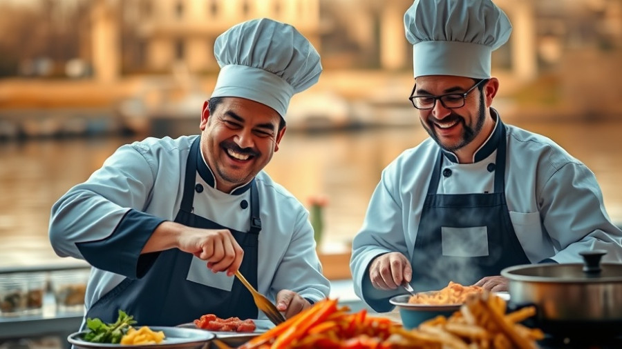 Two chefs cooking traditional Tatofi Lū Pulu outdoors, vibrant setting.