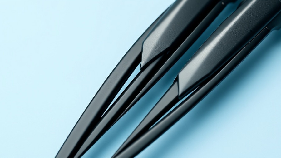 Close-up of modern wiper blades for winterizing cars.