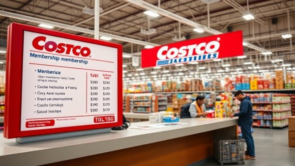 Costco membership counter showcasing exclusive shopping options.