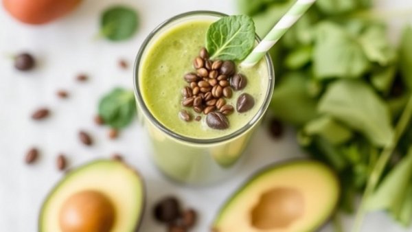 Avocado, Kale and Spinach Protein Shake