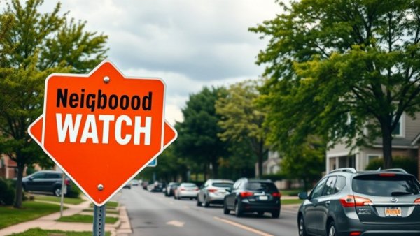 Neighborhood watch sign on suburban street, starting a neighborhood watch.