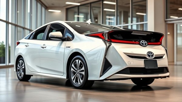 Toyota Prius recalled for door issues showcased in a bright showroom.