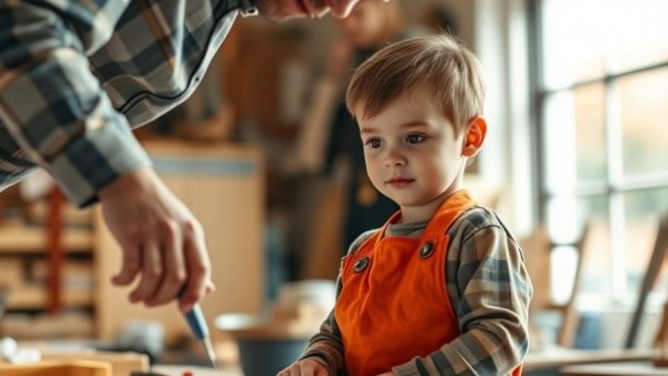 Young child engaged at Home Depot Kids Workshop, learning.