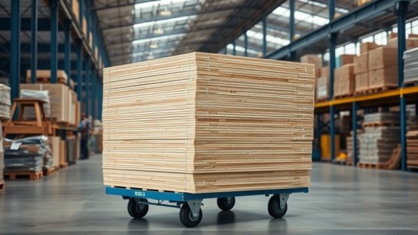 Plywood on cart for easy transport in warehouse