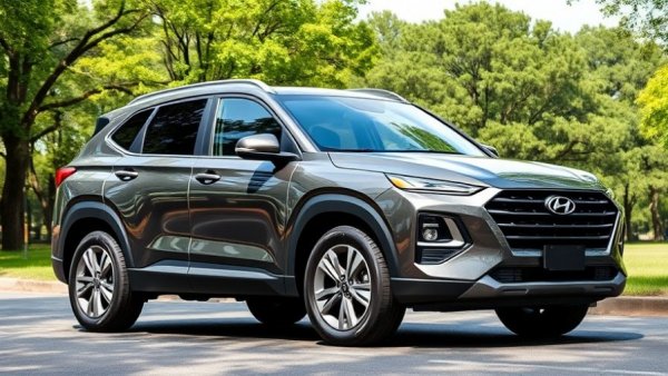 Hyundai SUV stopped in a green park area